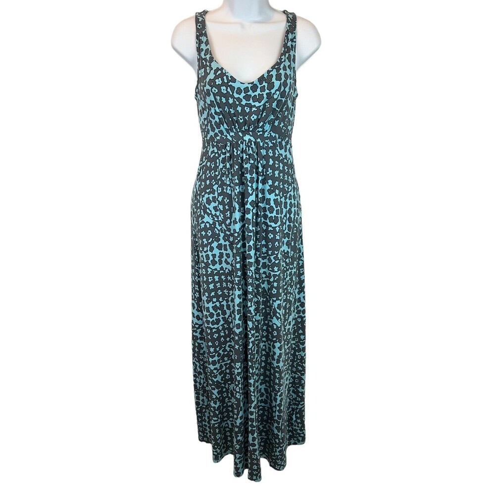 Boden Blue & Gray Floral Empire Waist Knit Maxi Dress Size 4r Casual Summer